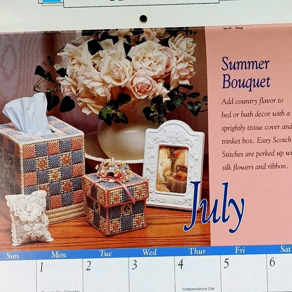 Plastic Canvas 1991 Calendar The Needlecraft Shop 12 Projects 28 Pages Vtg - Picture 14 of 16